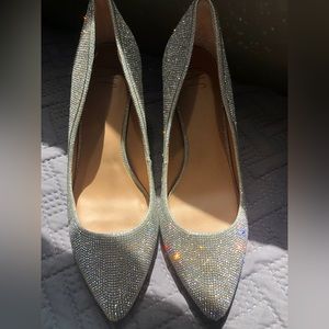 Silver crystal heels- size 10